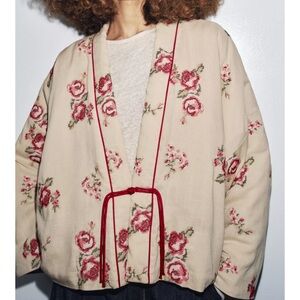 Zara Floral Kimono Jacket NWT